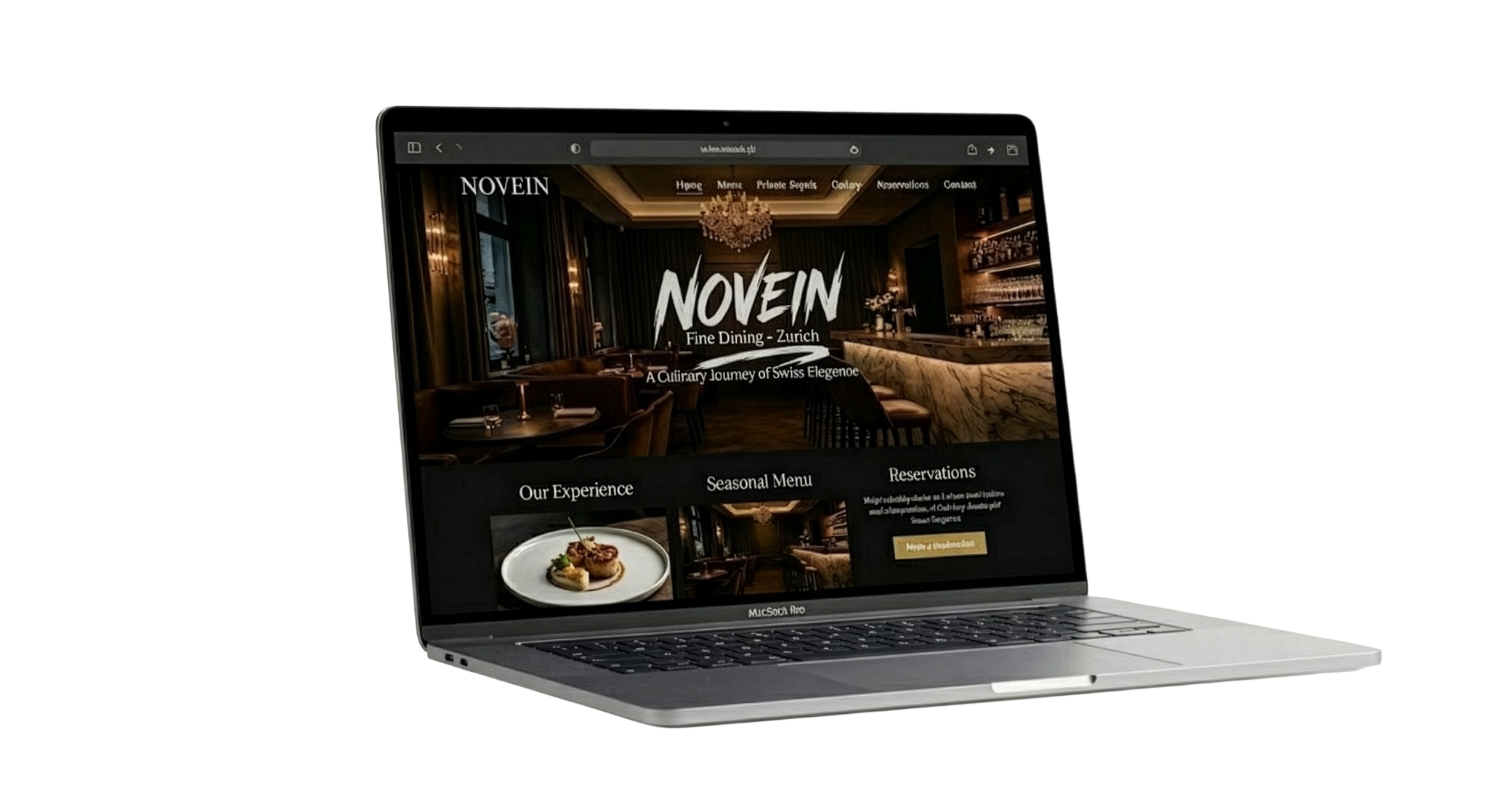 Beispiel einer von Novein gestalteten Website auf einem Laptop